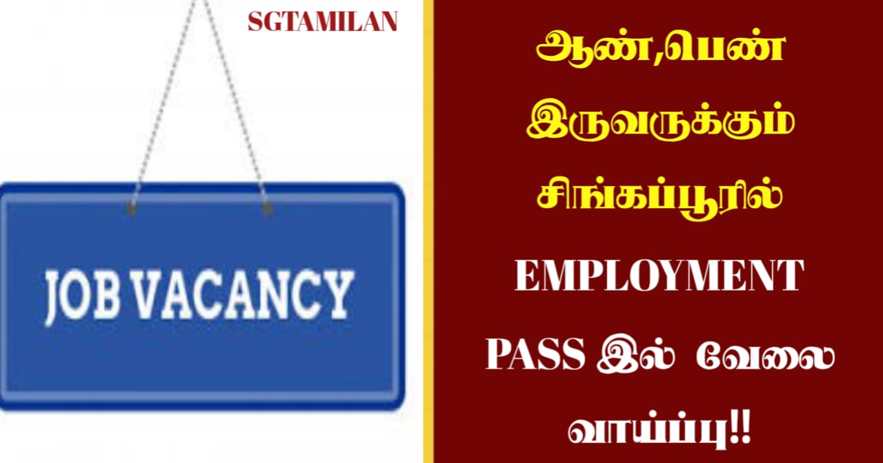 ஆண்,பெண் இருவருக்கும் சிங்கப்பூரில் EMPLOYMENT PASS இல் வேலை வாய்ப்பு!!