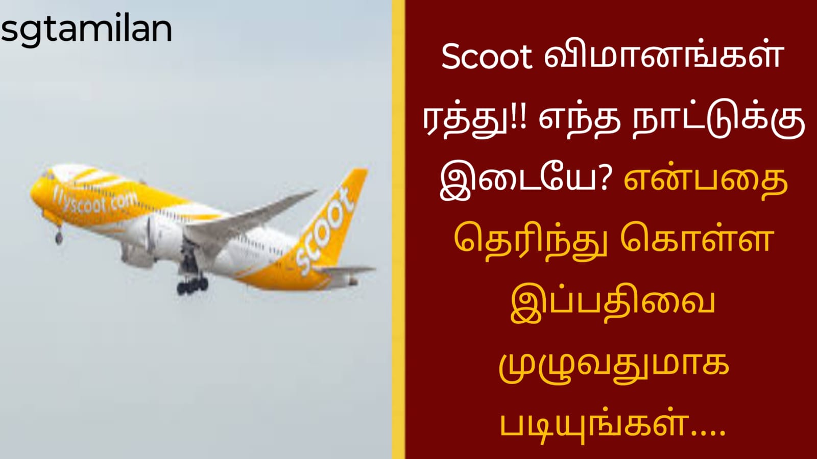 Scoot விமானங்கள் ரத்து!! எந்த நாட்டுக்கு இடையே? என்பதை தெரிந்து கொள்ள இப்பதிவை முழுவதுமாக படியுங்கள்….