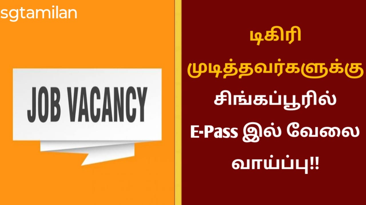 டிகிரி முடித்தவர்களுக்கு சிங்கப்பூரில் E-Pass இல் வேலை வாய்ப்பு!!