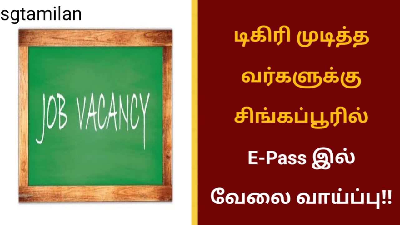 டிகிரி முடித்தவர்களுக்கு சிங்கப்பூரில் E-Pass இல் வேலை வாய்ப்பு!!