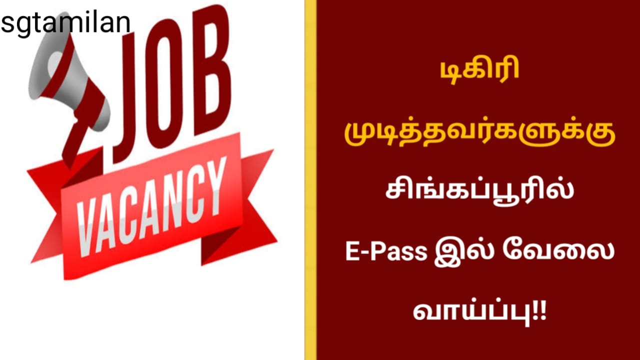 டிகிரி முடித்தவர்களுக்கு சிங்கப்பூரில் E-Pass இல் வேலை வாய்ப்பு!!