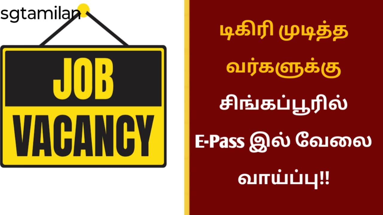 டிகிரி முடித்தவர்களுக்கு சிங்கப்பூரில் E-Pass இல் வேலை வாய்ப்பு!!