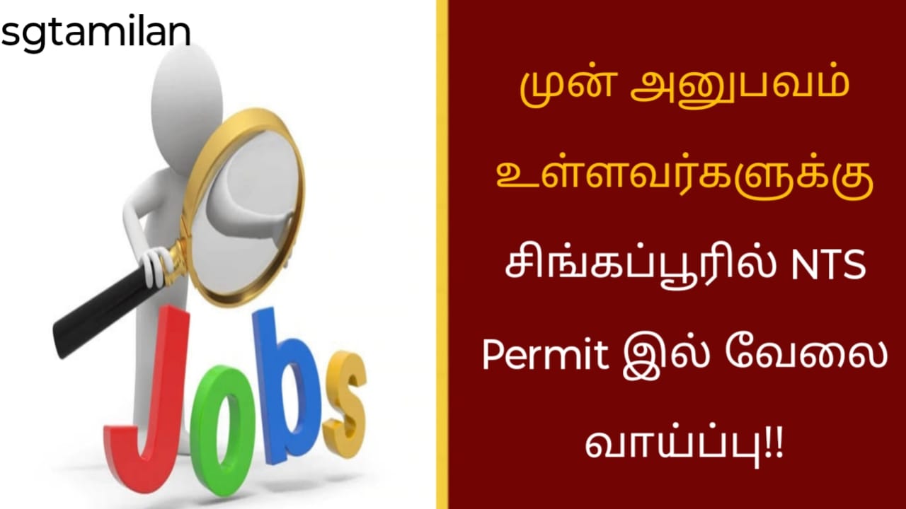 முன் அனுபவம் உள்ளவர்களுக்கு சிங்கப்பூரில் NTS Permit இல் வேலை வாய்ப்பு!!