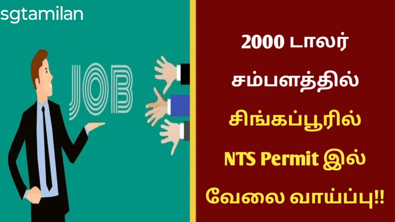 2000 டாலர் சம்பளத்தில் சிங்கப்பூரில் NTS Permit இல் வேலை வாய்ப்பு!!