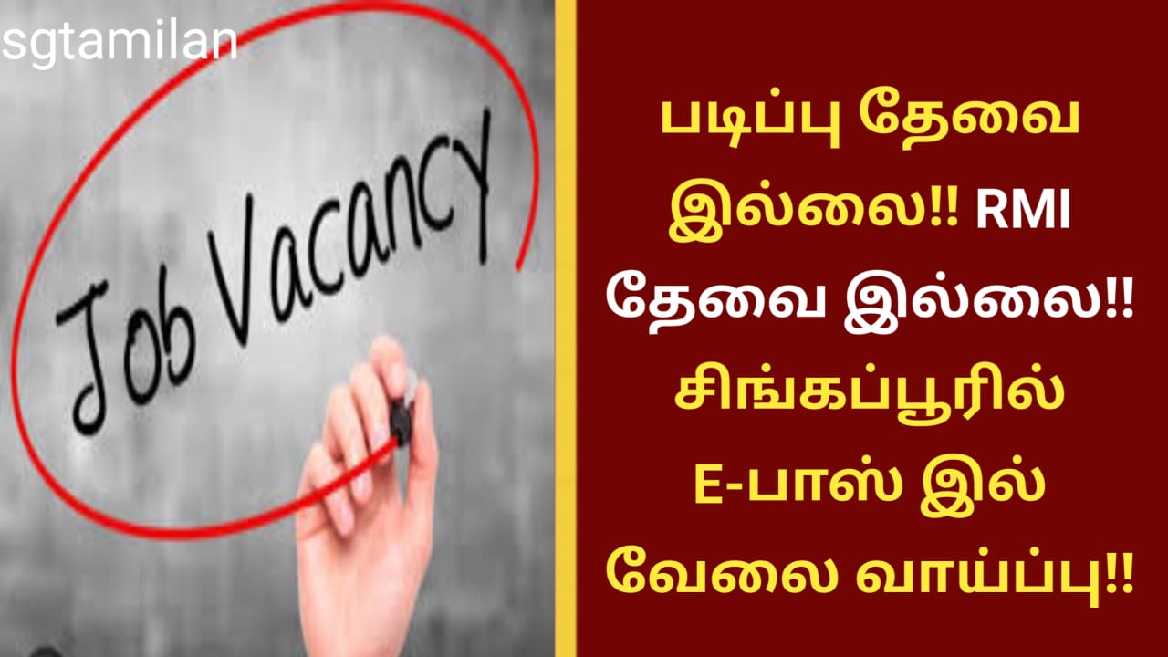 படிப்பு தேவை இல்லை!! RMI தேவை இல்லை!! சிங்கப்பூரில் E-பாஸ் இல் வேலை வாய்ப்பு!!