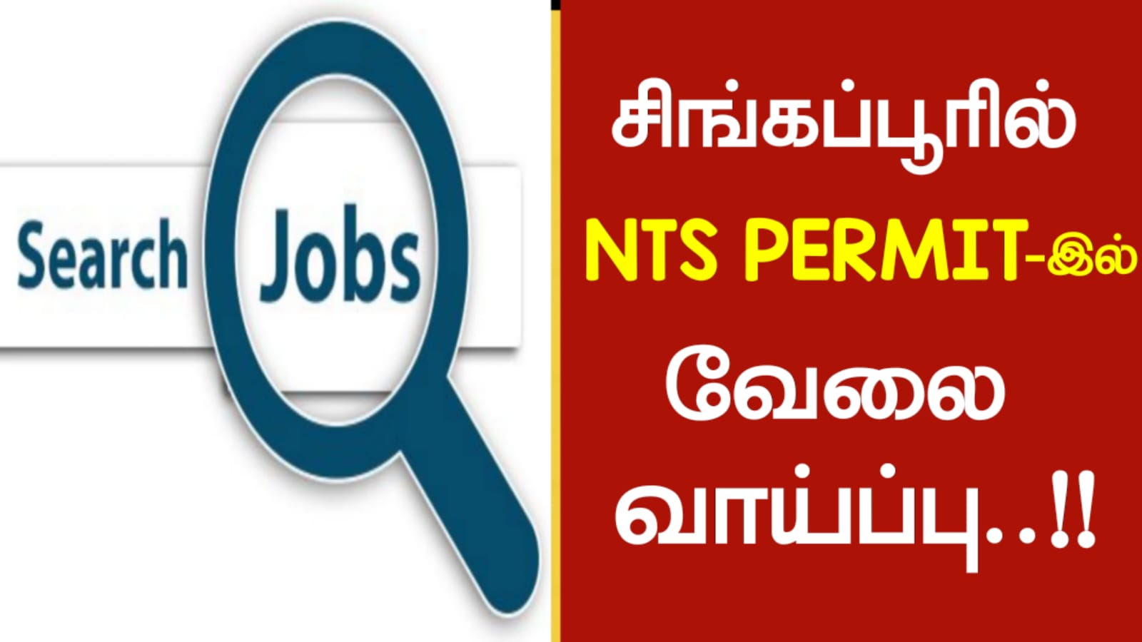 சிங்கப்பூரில் NTS Permit இல் வேலை வாய்ப்பு!!