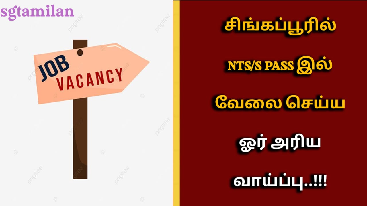 சிங்கப்பூரில் NTS/S PASS இல் வேலை செய்ய ஓர் அரிய வாய்ப்பு..!!!