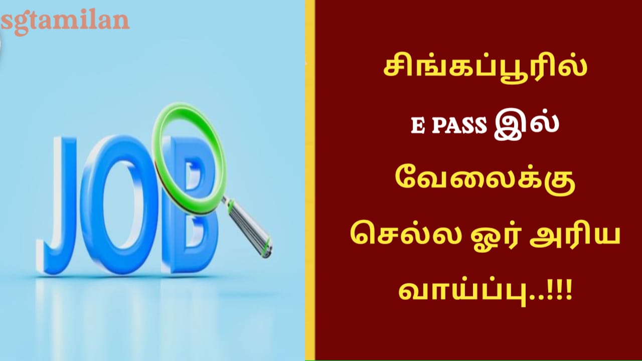 சிங்கப்பூரில் E PASS இல் வேலைக்கு செல்ல ஓர் அரிய வாய்ப்பு..!!!