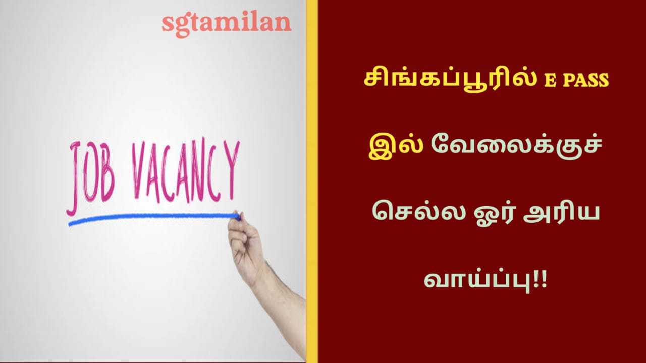 சிங்கப்பூரில் E PASS இல் வேலைக்குச் செல்ல ஓர் அரிய வாய்ப்பு!!
