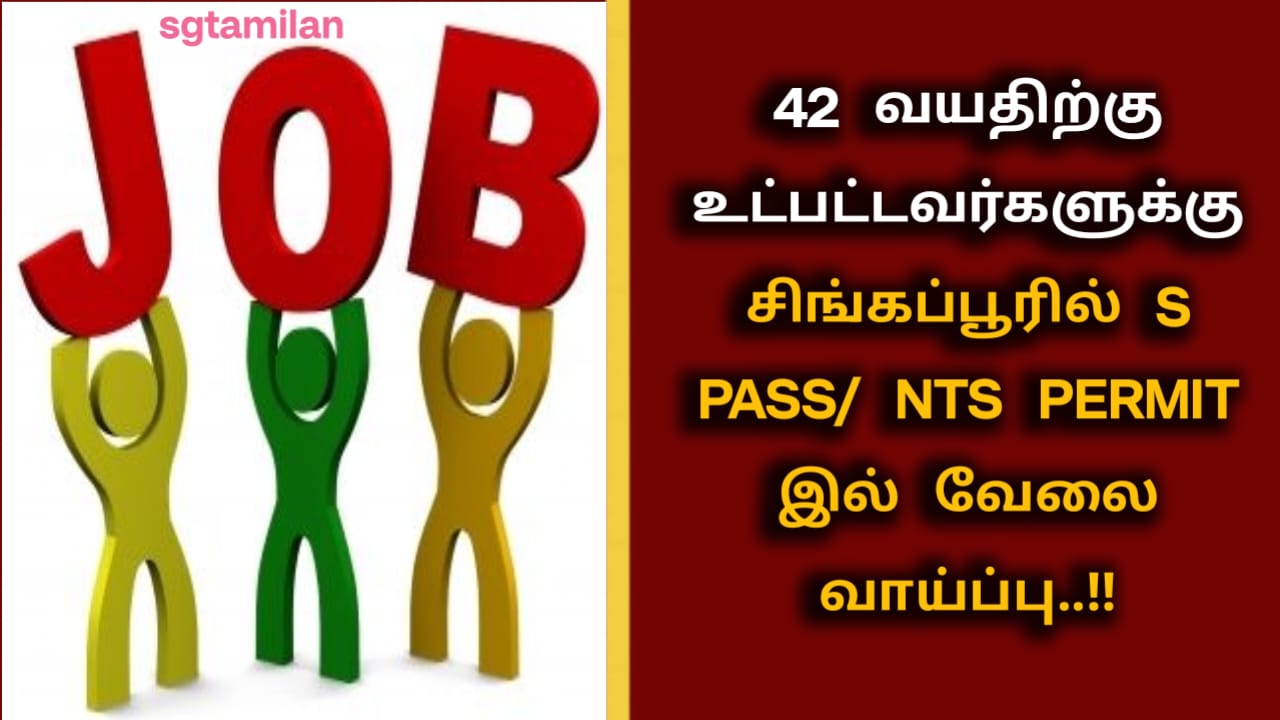 42 வயதிற்குட்பட்டவர்களுக்கு சிங்கப்பூரில் S PASS/ NTS PERMIT இல் வேலை வாய்ப்பு..!!