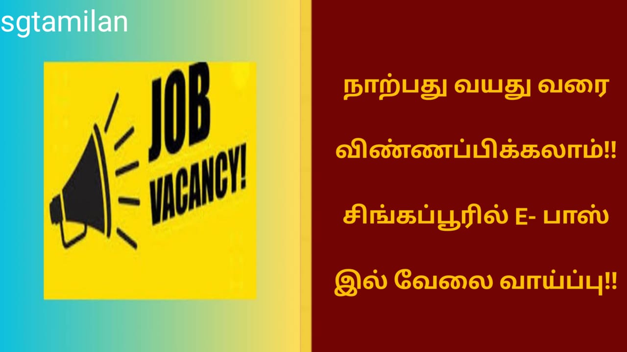 நாற்பது வயது வரை விண்ணப்பிக்கலாம்!! சிங்கப்பூரில் E- பாஸ் இல் வேலை வாய்ப்பு!!