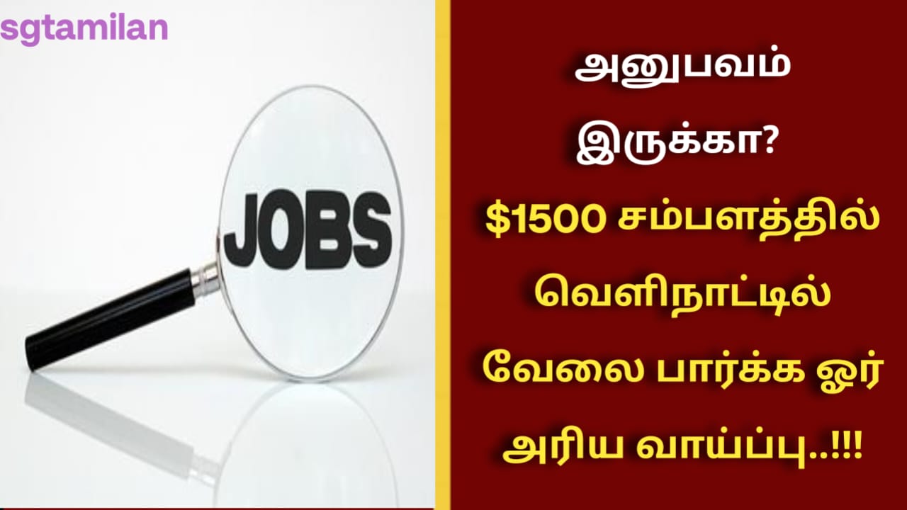 அனுபவம் இருக்கா? $1500 சம்பளத்தில் வெளிநாட்டில் வேலை பார்க்க ஓர் அரிய வாய்ப்பு..!!!