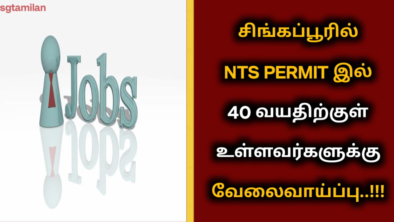 சிங்கப்பூரில் NTS PERMIT இல் 40 வயதிற்குள் உள்ளவர்களுக்கு வேலைவாய்ப்பு..!!!