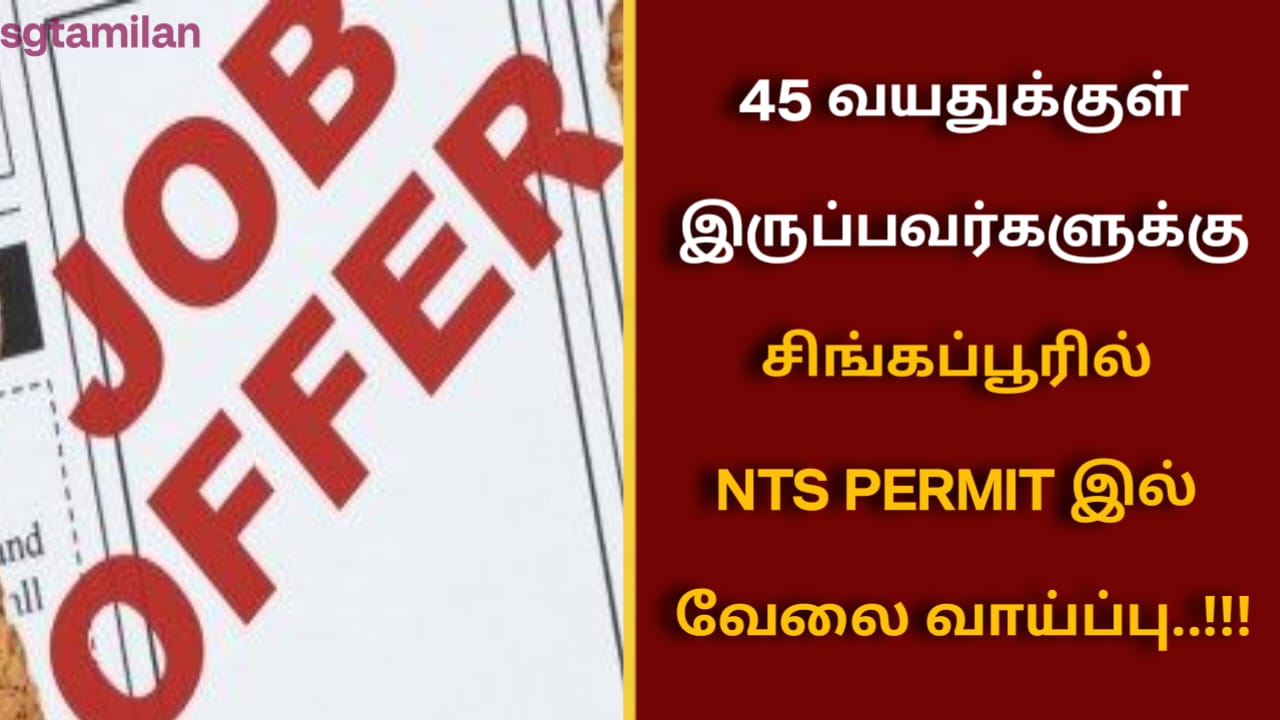 45 வயதுக்குள் இருப்பவர்களுக்கு சிங்கப்பூரில் NTS PERMIT இல் வேலை வாய்ப்பு..!!!