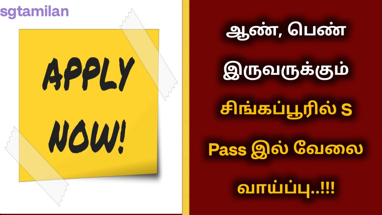 ஆண், பெண் இருவருக்கும் சிங்கப்பூரில் S Pass இல் வேலை வாய்ப்பு..!!!