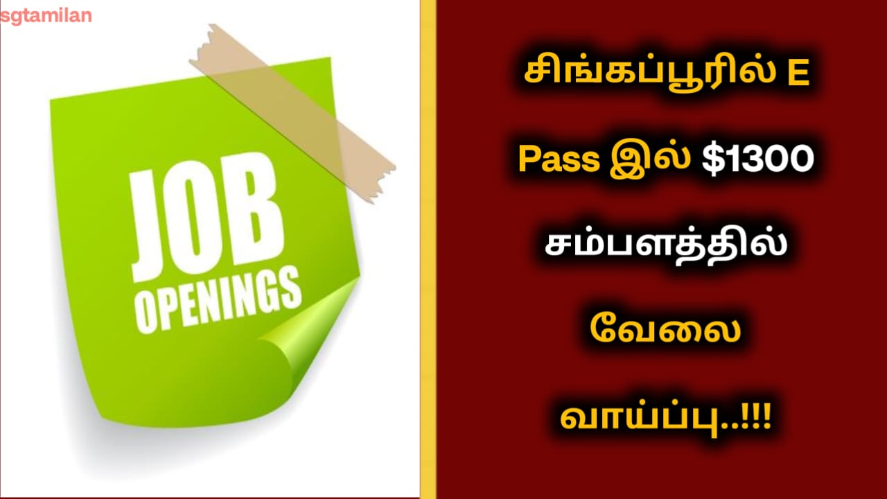 சிங்கப்பூரில் E Pass இல் $1300 சம்பளத்தில் வேலை வாய்ப்பு..!!!