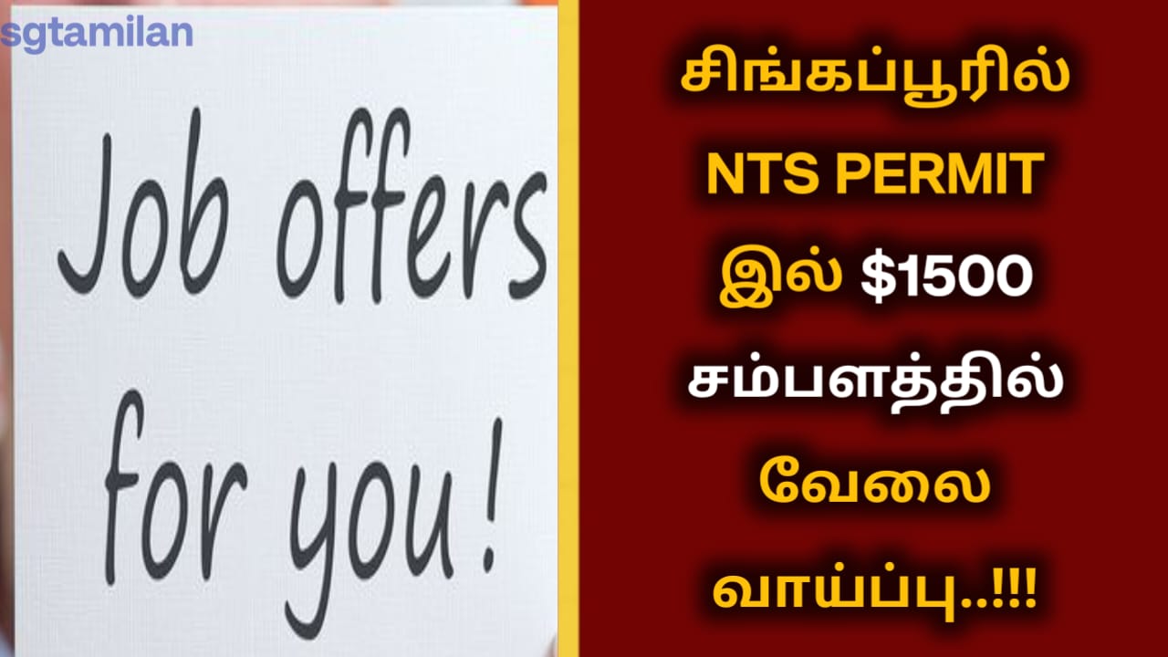 சிங்கப்பூரில் NTS PERMIT இல் $1500 சம்பளத்தில் வேலை வாய்ப்பு..!!!