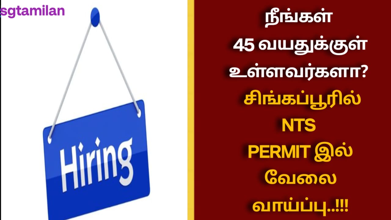 நீங்கள் 45 வயதுக்குள் உள்ளவர்களா? சிங்கப்பூரில் NTS PERMIT இல் வேலை வாய்ப்பு..!!!