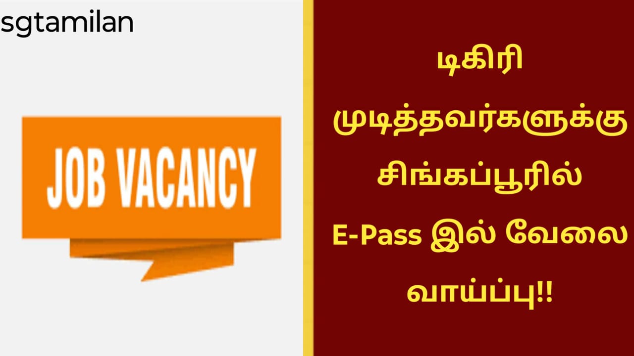 டிகிரி முடித்தவர்களுக்கு சிங்கப்பூரில் E-Pass இல் வேலை வாய்ப்பு!!