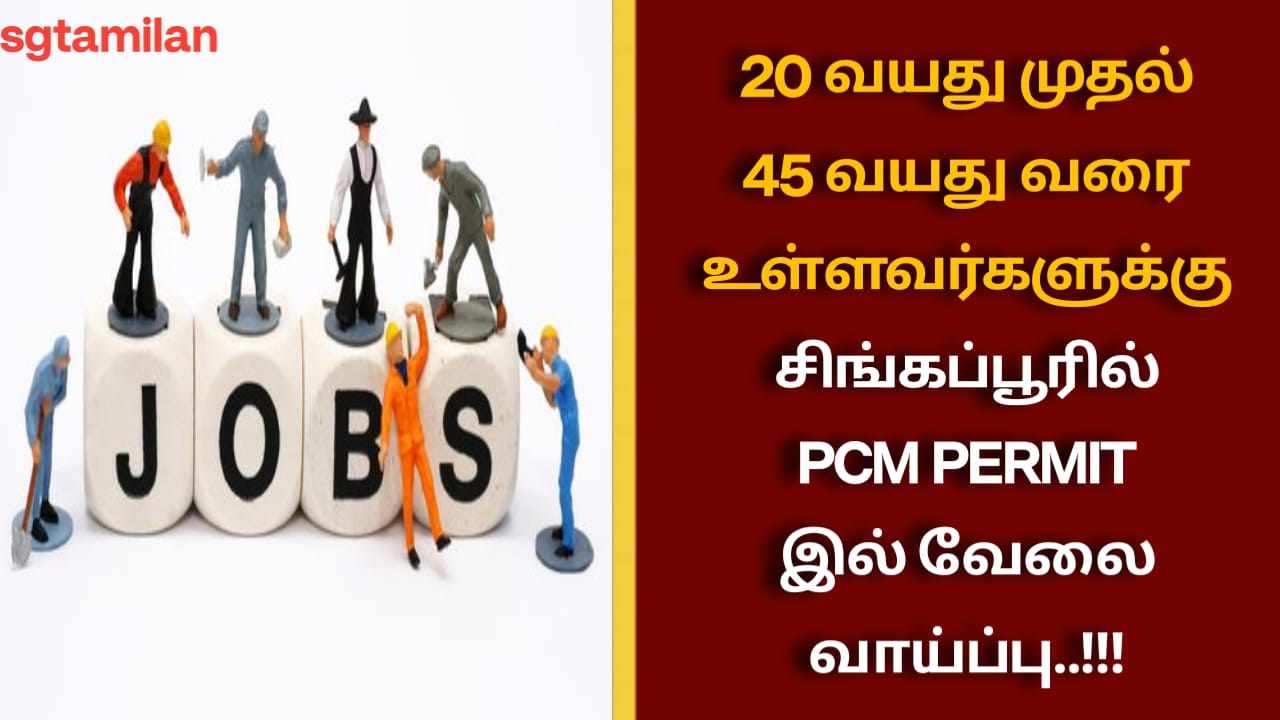20 வயது முதல் 45 வயது வரை உள்ளவர்களுக்கு சிங்கப்பூரில் PCM PERMIT இல் வேலை வாய்ப்பு..!!!