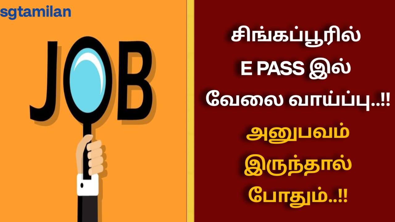 சிங்கப்பூரில் E PASS இல் வேலை வாய்ப்பு..!! அனுபவம் இருந்தால் போதும்..!!