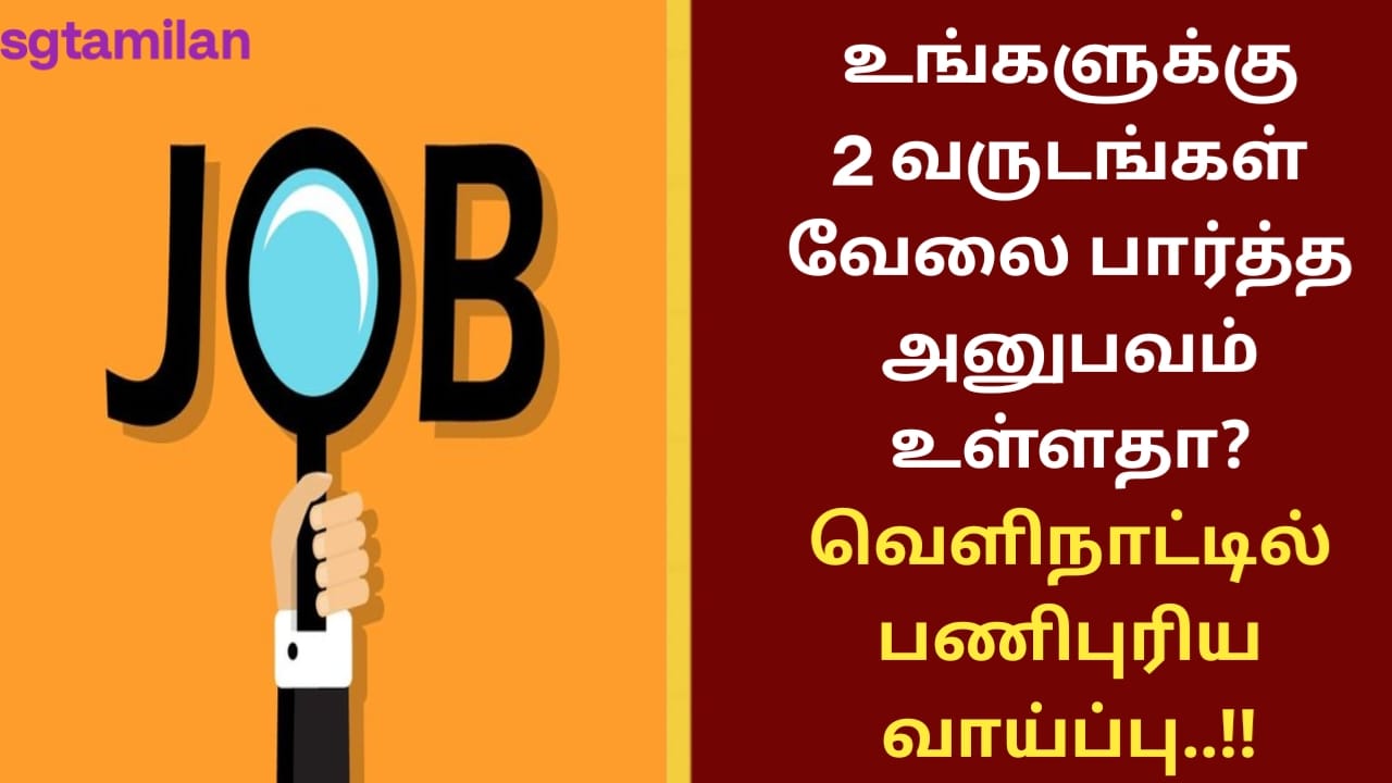 உங்களுக்கு 2 வருடங்கள் வேலை பார்த்த அனுபவம் உள்ளதா? வெளிநாட்டில் பணிபுரிய வாய்ப்பு..!!