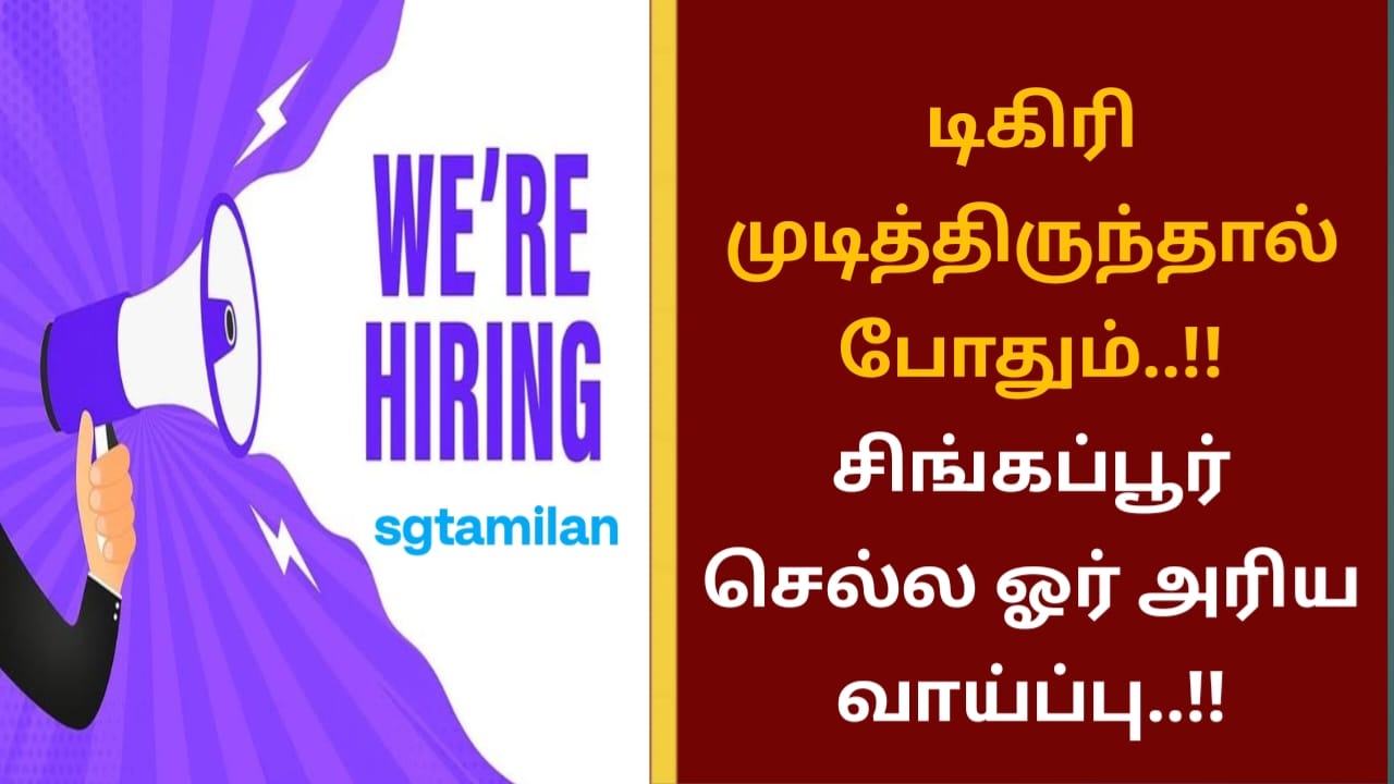 டிகிரி முடித்திருந்தால் போதும்..!! சிங்கப்பூர் செல்ல ஓர் அரிய வாய்ப்பு..!!