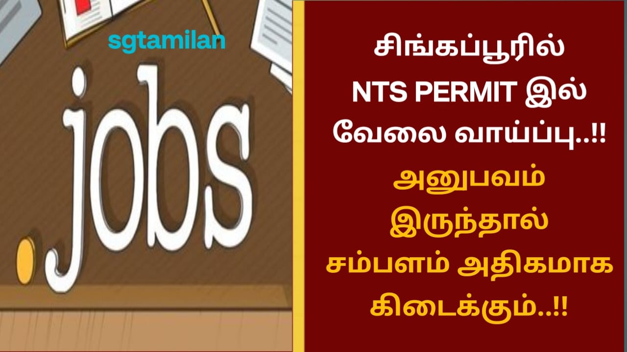 சிங்கப்பூரில் NTS PERMIT இல் வேலை வாய்ப்பு..!!அனுபவம் இருந்தால் சம்பளம் அதிகமாக கிடைக்கும்..!!