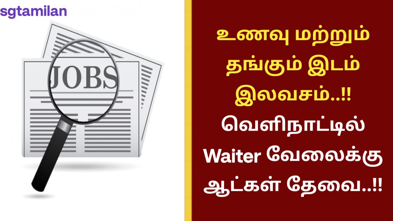 உணவு மற்றும் தங்கும் இடம் இலவசம்..!! வெளிநாட்டில் Waiter வேலைக்கு ஆட்கள் தேவை..!!