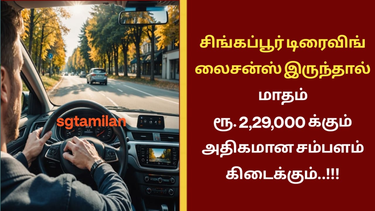 சிங்கப்பூர் டிரைவிங் லைசன்ஸ் இருந்தால் மாதம் ரூ. 2,29,000 க்கும் அதிகமான சம்பளம் கிடைக்கும்..!!!