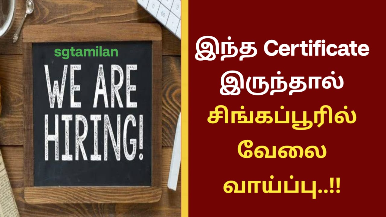 இந்த Certificate இருந்தால் சிங்கப்பூரில் வேலை வாய்ப்பு..!!