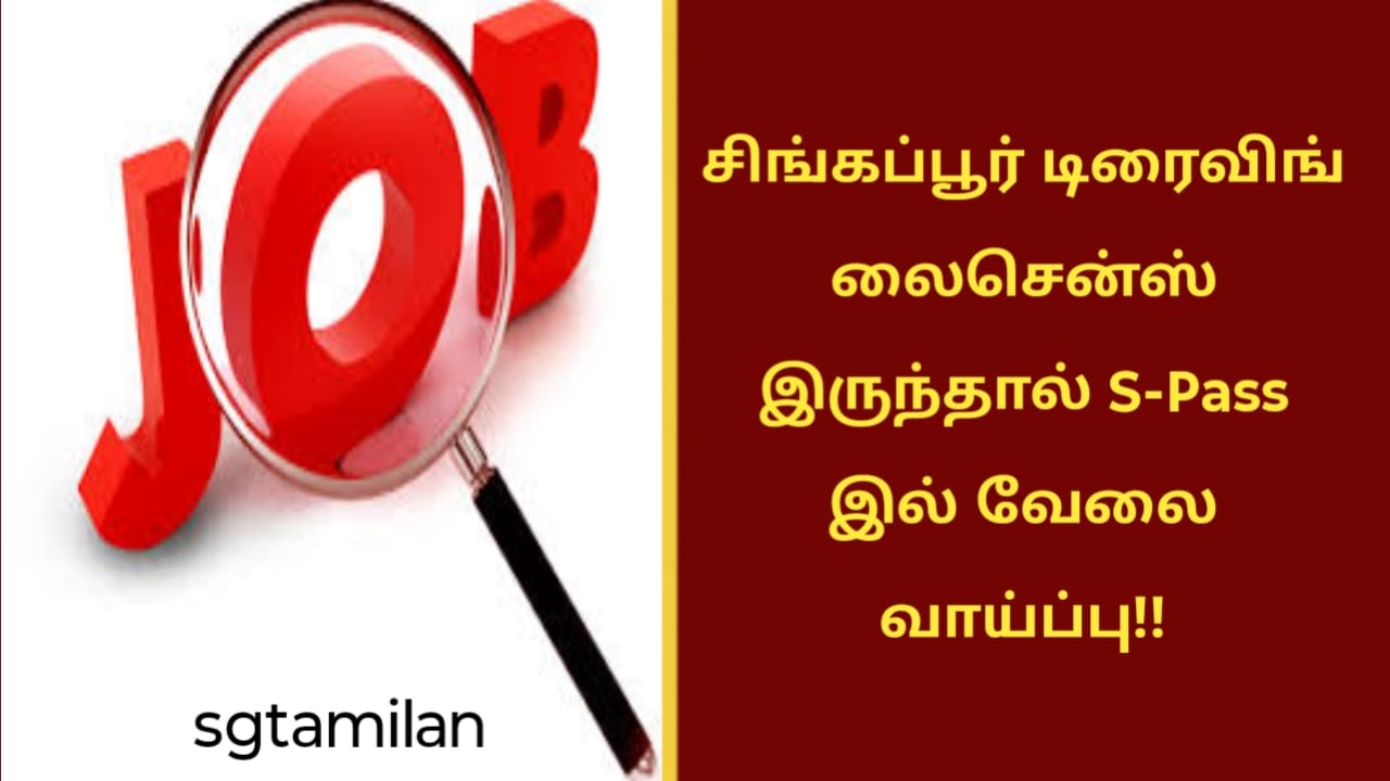 சிங்கப்பூர் டிரைவிங் லைசென்ஸ் இருந்தால் S-Pass இல் வேலை வாய்ப்பு!!