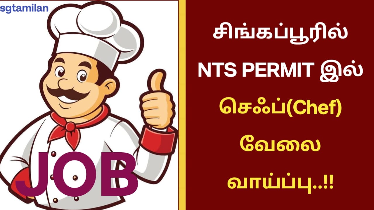 சிங்கப்பூரில் NTS PERMIT இல் செஃப்(Chef) வேலை வாய்ப்பு..!!