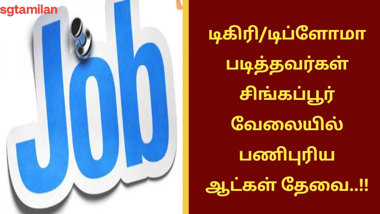 டிகிரி/டிப்ளோமா படித்தவர்கள் சிங்கப்பூர் வேலையில் பணிபுரிய ஆட்கள் தேவை..!!
