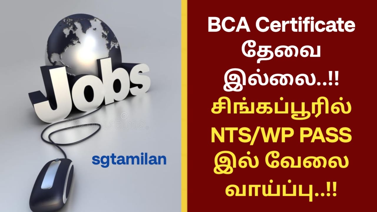 BCA Certificate தேவை இல்லை..!! சிங்கப்பூரில் NTS/WP PASS இல் வேலை வாய்ப்பு..!!