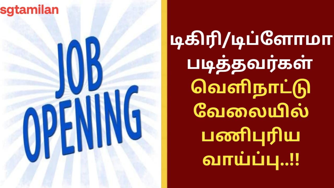 டிகிரி/டிப்ளோமா படித்தவர்கள் வெளிநாட்டு வேலையில் பணிபுரிய வாய்ப்பு..!!