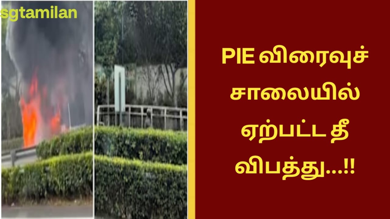 PIE விரைவுச் சாலையில் ஏற்பட்ட தீ விபத்து…!!