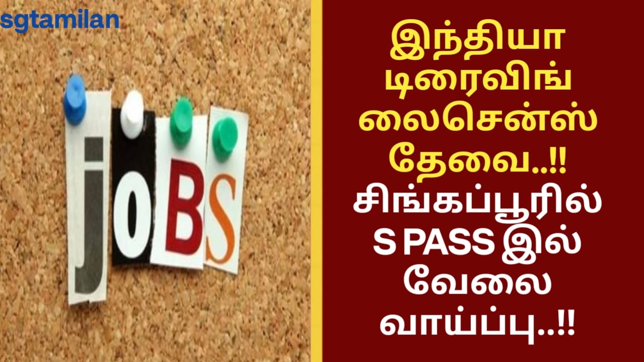 இந்தியா டிரைவிங் லைசென்ஸ் தேவை..!! சிங்கப்பூரில் S PASS இல் வேலை வாய்ப்பு..!!