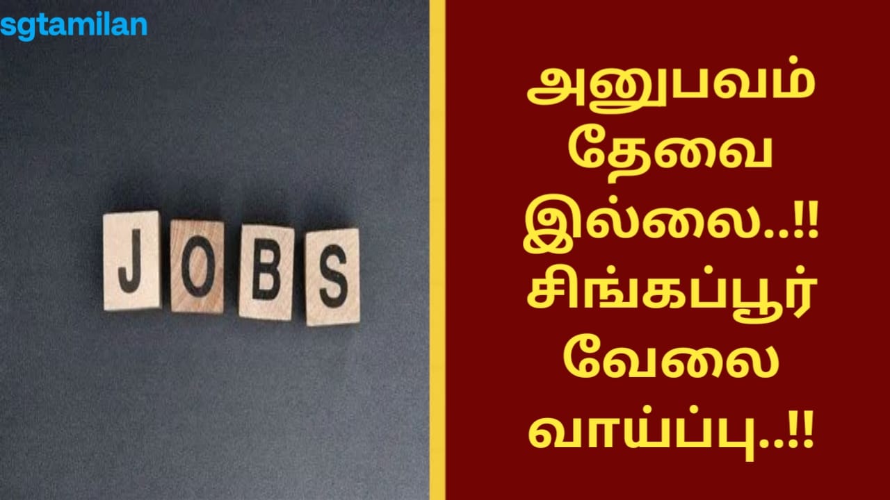அனுபவம் தேவை இல்லை..!! சிங்கப்பூர் வேலை வாய்ப்பு..!!