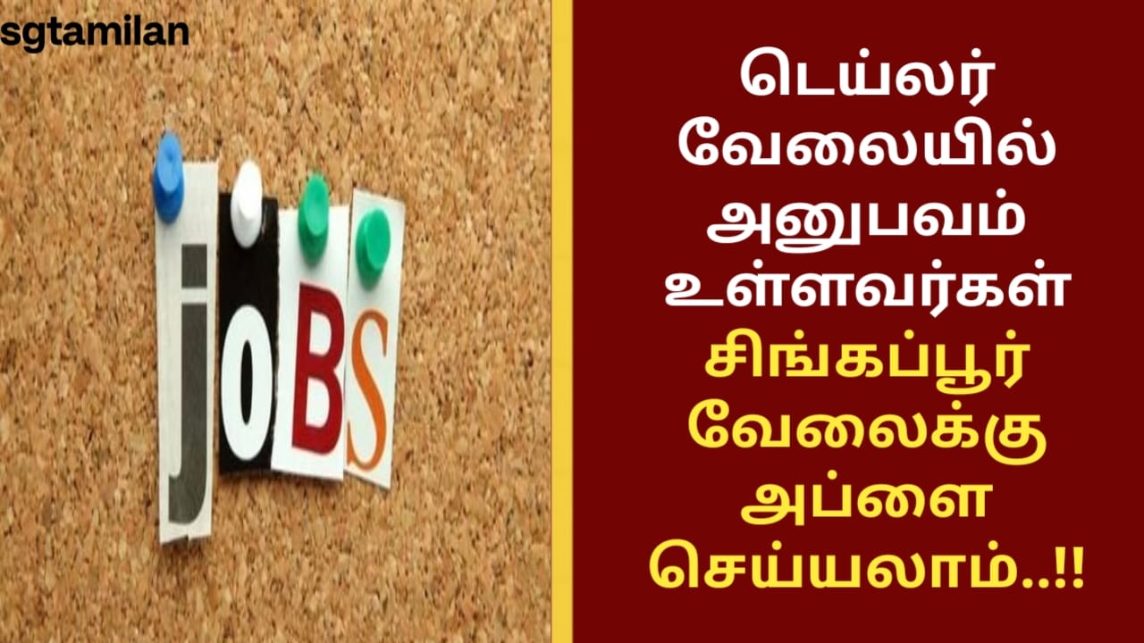 டெய்லர் வேலையில் அனுபவம் உள்ளவர்கள் சிங்கப்பூர் வேலைக்கு அப்ளை செய்யலாம்..!!