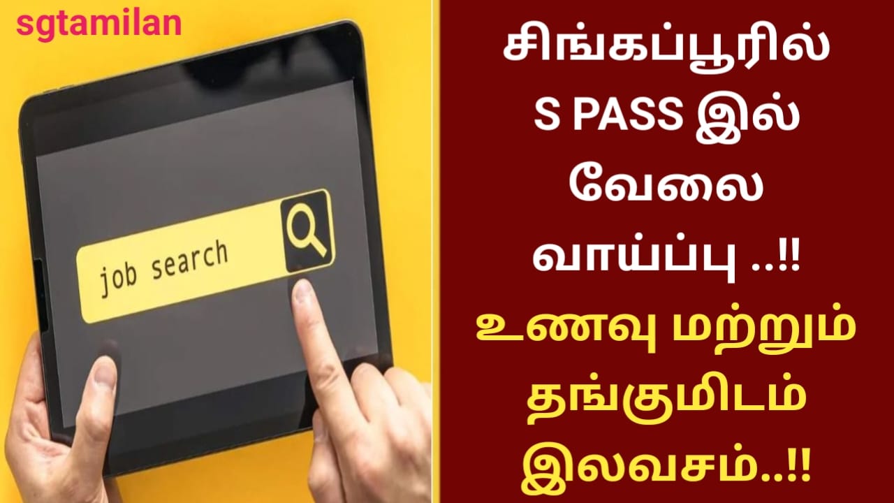 சிங்கப்பூரில் S PASS இல் வேலை வாய்ப்பு ..!! உணவு மற்றும் தங்குமிடம் இலவசம்..!!