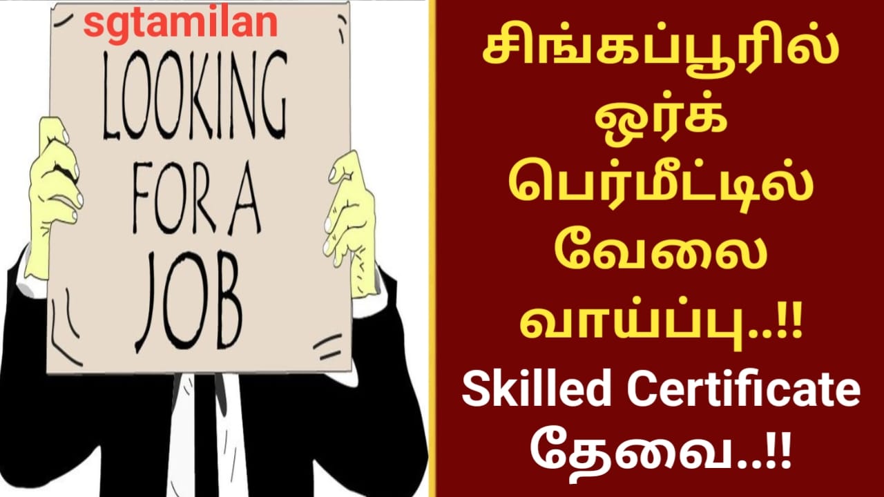 சிங்கப்பூரில் ஒர்க் பெர்மீட்டில் வேலை வாய்ப்பு..!! Skilled Certificate தேவை..!!