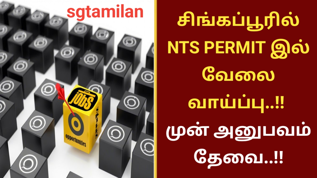 சிங்கப்பூரில் NTS PERMIT இல் வேலை வாய்ப்பு..!! முன் அனுபவம் தேவை..!!