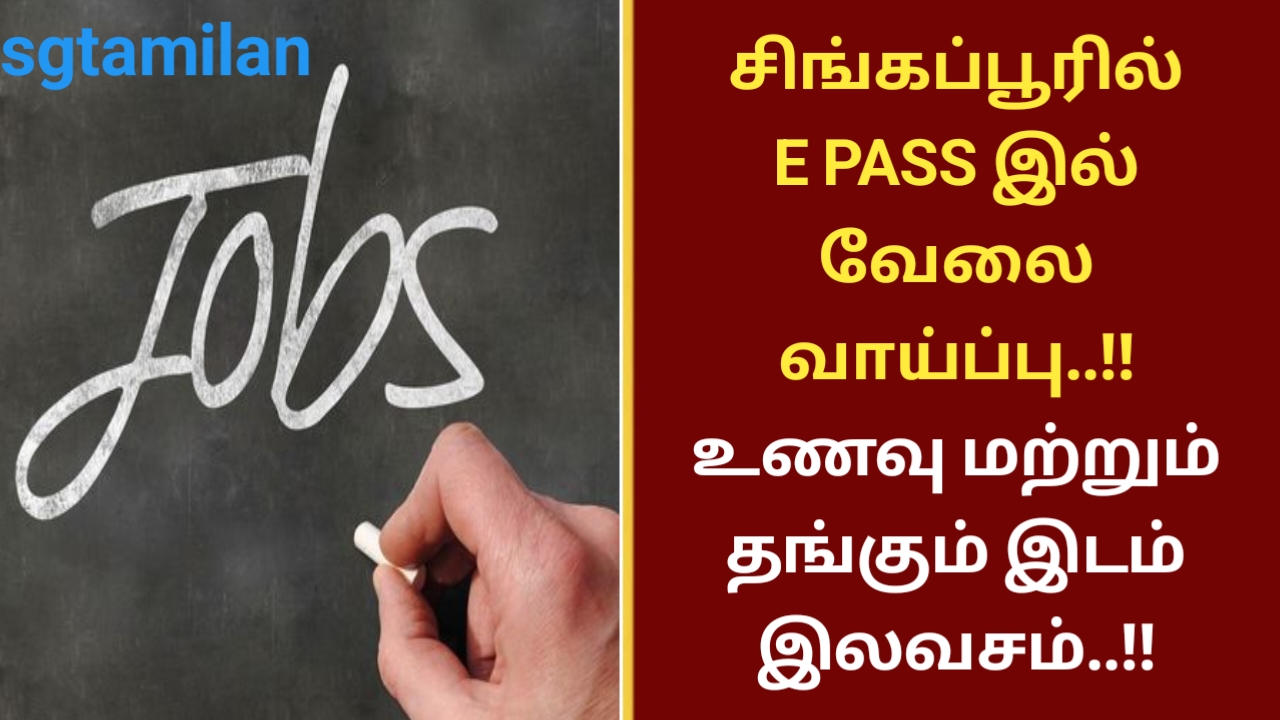 சிங்கப்பூரில் E PASS இல் வேலை வாய்ப்பு..!! உணவு மற்றும் தங்கும் இடம் இலவசம்..!!