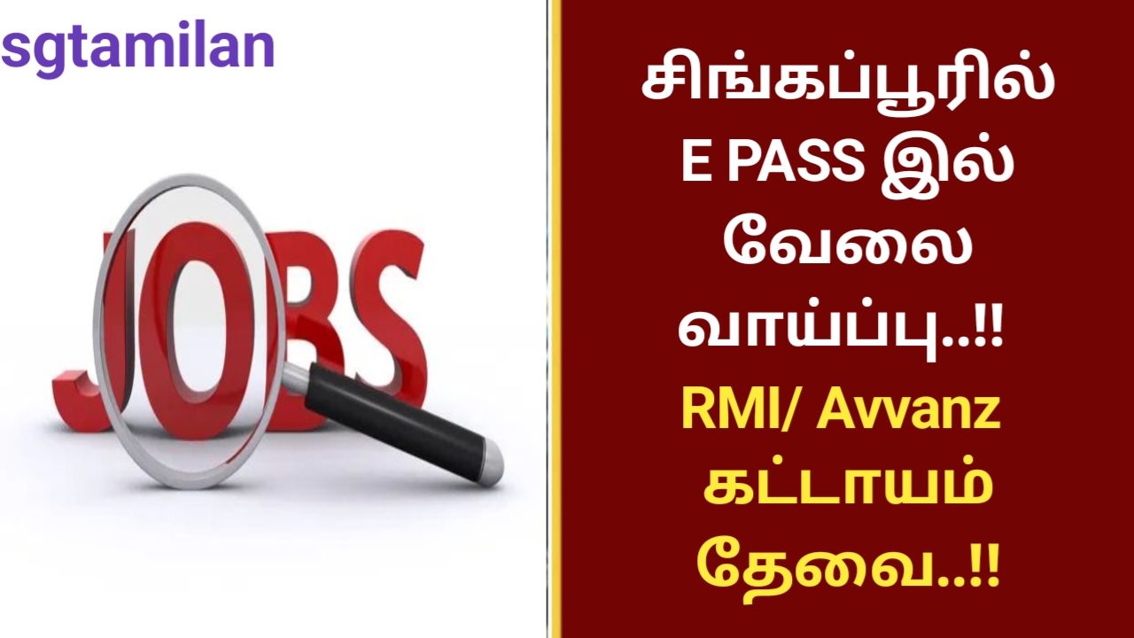 சிங்கப்பூரில் E PASS இல் வேலை வாய்ப்பு..!! RMI/ Avvanz கட்டாயம் தேவை..!!