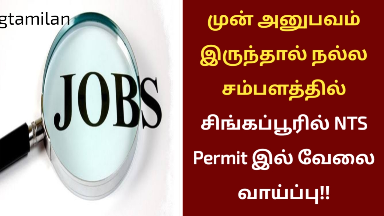 முன் அனுபவம் இருந்தால் நல்ல சம்பளத்தில் சிங்கப்பூரில் NTS Permit இல் வேலை வாய்ப்பு!!
