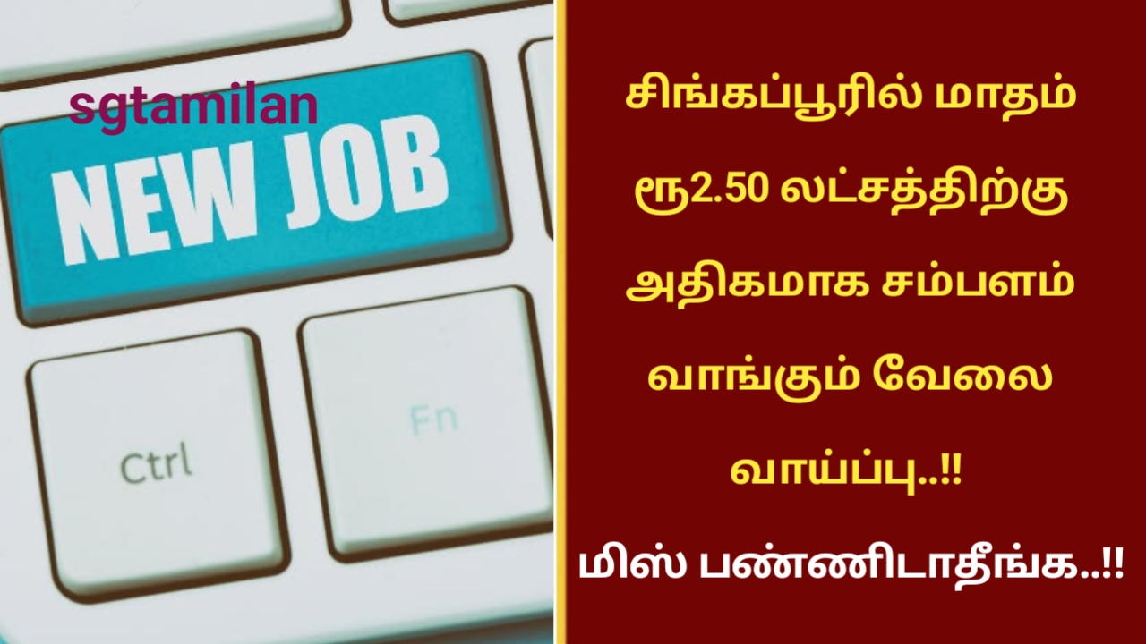 சிங்கப்பூரில் மாதம் ரூ2.50 லட்சத்திற்கு அதிகமாக சம்பளம் வாங்கும் வேலை வாய்ப்பு..!! மிஸ் பண்ணிடாதீங்க..!!