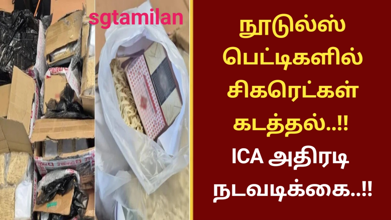 நூடுல்ஸ் பெட்டிகளில் சிகரெட்கள் கடத்தல்..!! ICA அதிரடி நடவடிக்கை..!!