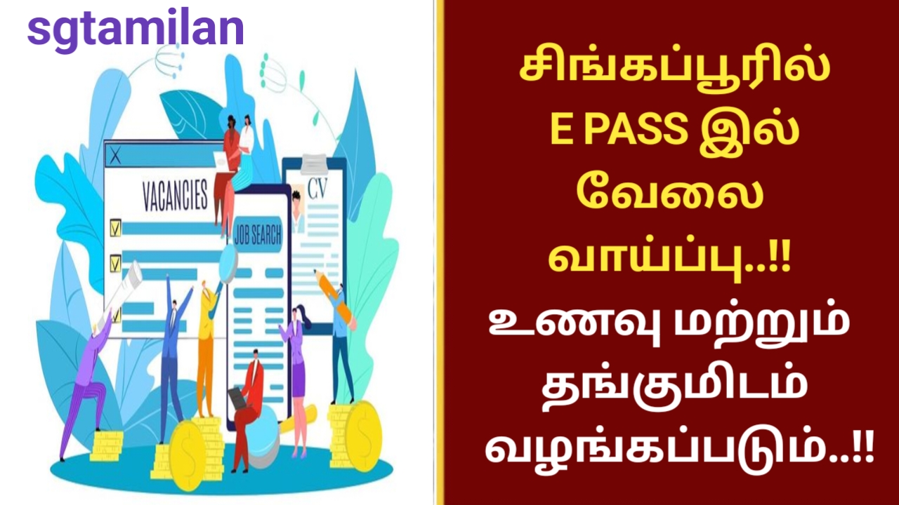 சிங்கப்பூரில் E PASS இல் வேலை வாய்ப்பு..!! உணவு மற்றும் தங்குமிடம் வழங்கப்படும்..!!