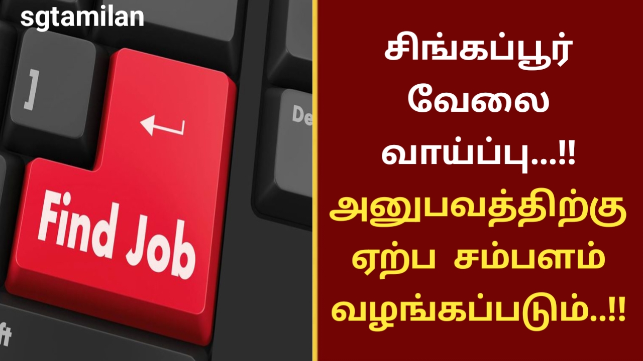 சிங்கப்பூர் வேலை வாய்ப்பு…!! அனுபவத்திற்கு ஏற்ப சம்பளம் வழங்கப்படும்..!!